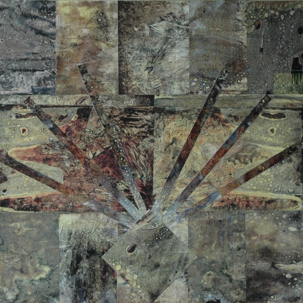 Earth Dawn, collage, 18" x 18"